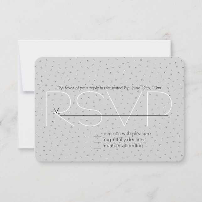 Gray Silver Confetti RSVP (Anverso)