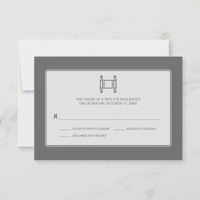 Gray Simple Torah Bar Mitzvah RSVP (Anverso)