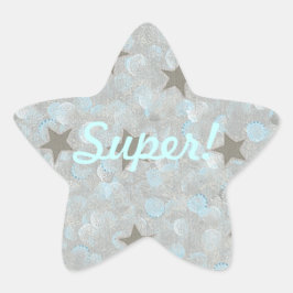 Gray Stars Blue Silver Bubbles Super Pegatinas