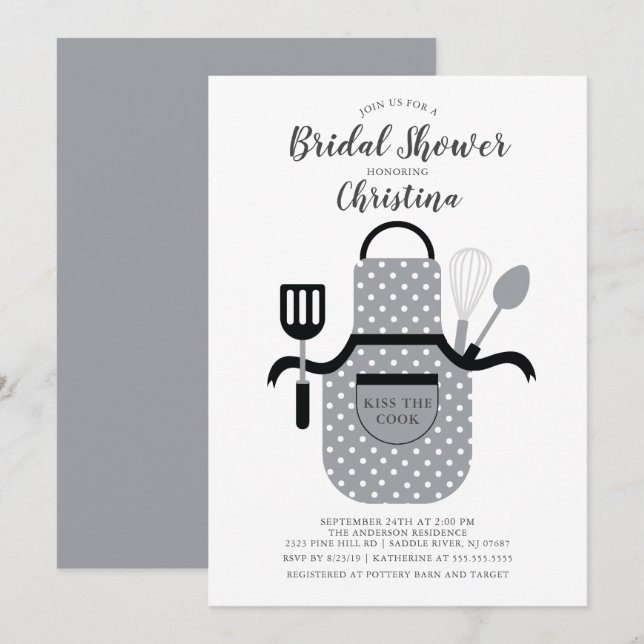 Gray Stock the Kitchen Bridal Shower Invitación (Anverso / Reverso)