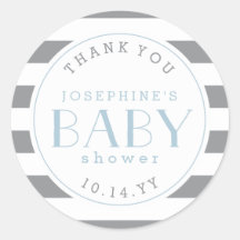 Gray Stripe Baby Shower Gracias Pegatinas