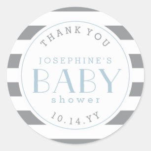 Gray Stripe Baby Shower Gracias Pegatinas