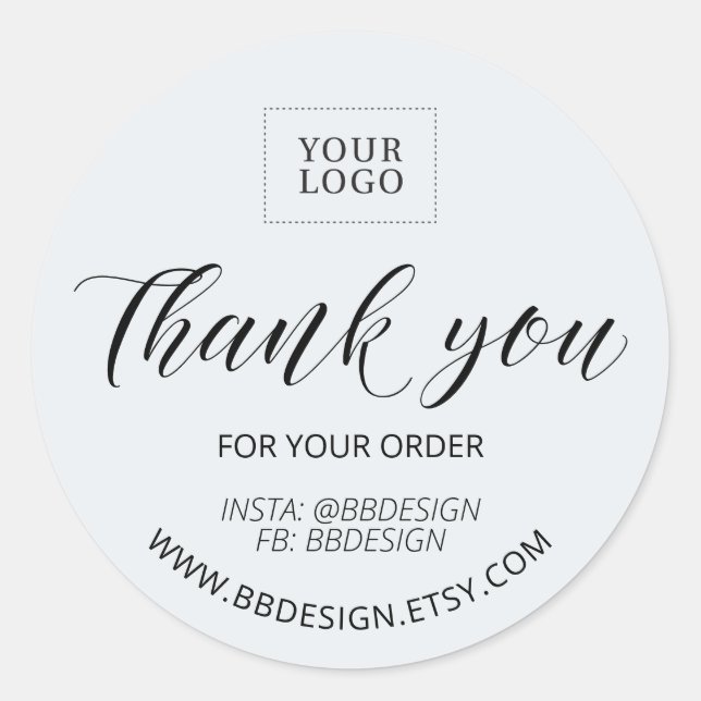 Gray Stylish Small Business Gracias pegatina (Anverso)