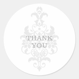 Gray Subtle Damask Gracias Pegatinas