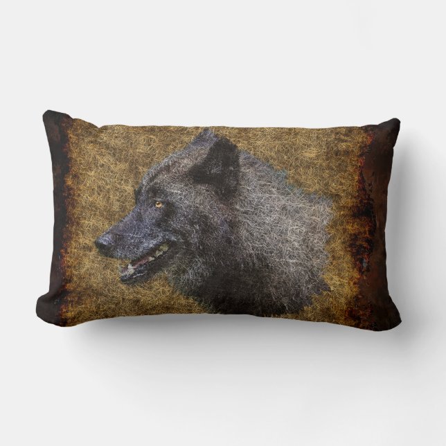 Gray Wolf Head on parchment Willife Cojín decorati (Anverso)