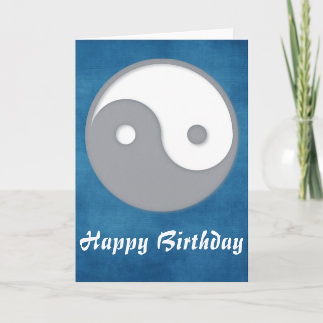 Gray Ying/Yang Feliz Cumpleaños Tarjeta de Saludo (Anverso)