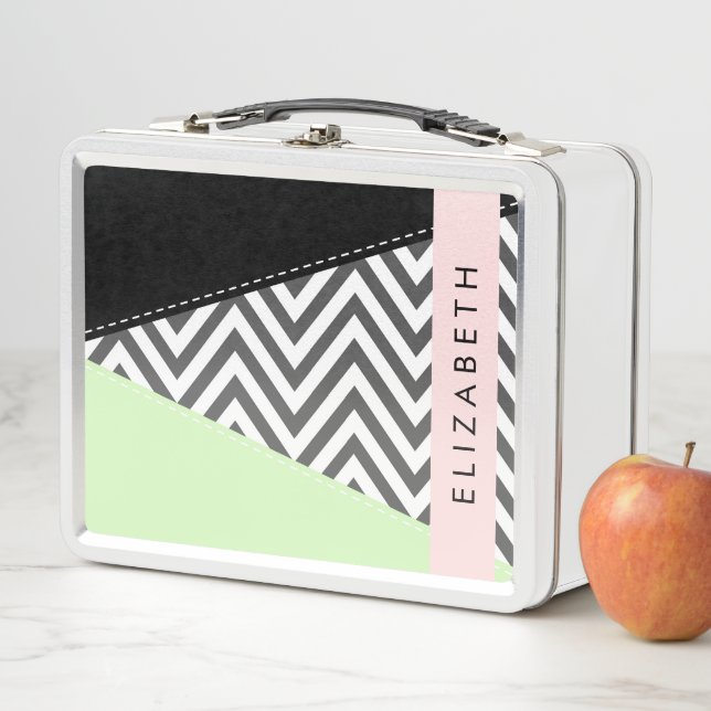 Gray Zigzag, Gray Chevron, Mint, Su Nombre (In situ)