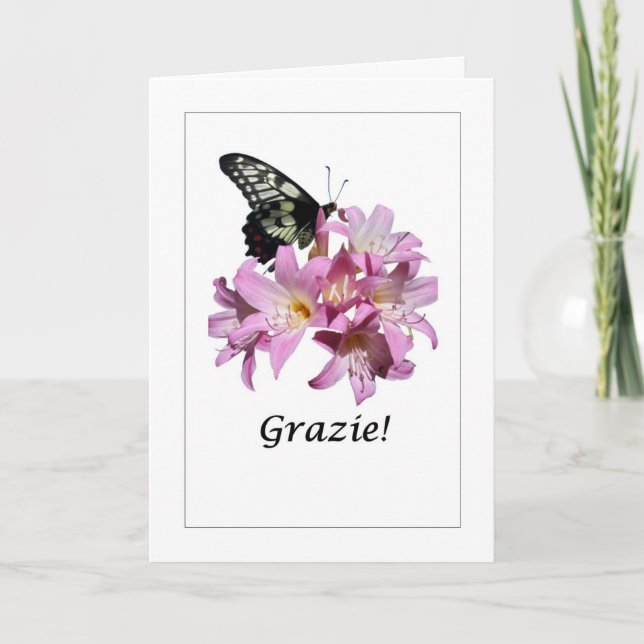 Grazie - Gracias tarjeta de flores italiana (Anverso)