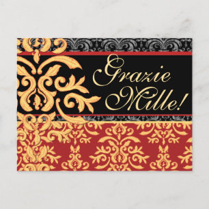 Grazie Mille Gilded Damask Tarjetas de agradecimie