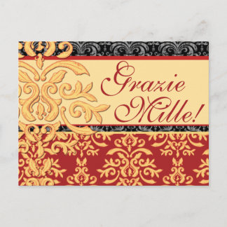 Grazie Mille Gilded Damask Tarjetas de agradecimie