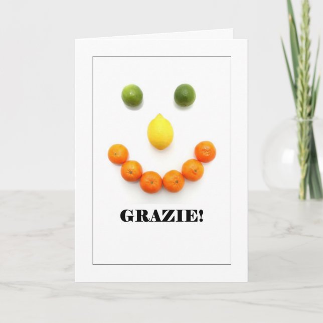 Grazie - Tarjeta limone - Italiana de agradecimien (Anverso)