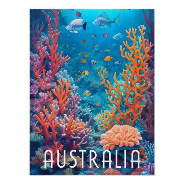 Great Barrier Reef Australia Travel Poster (Anverso)