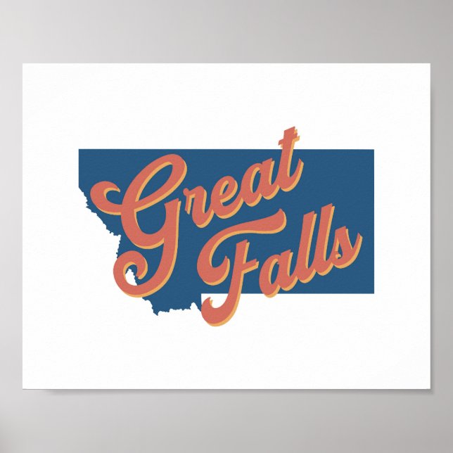 Great Falls, impresión estatal de Montana (Frente)