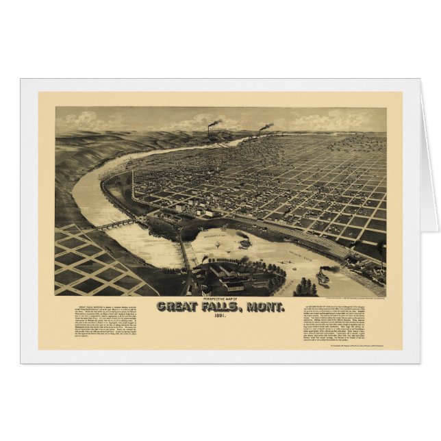 Great Falls, mapa panorámico de la TA - 1891 (Anverso (Horizontal))