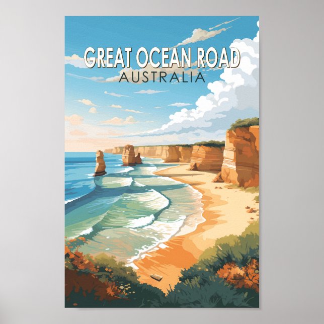 Great Ocean Road Australia Viaje arte cosecha (Frente)
