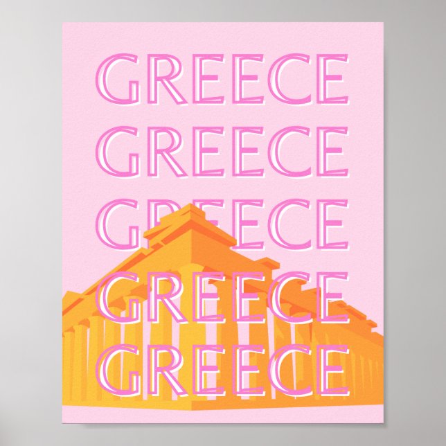Grecia, arte de viajes, rosa (Frente)
