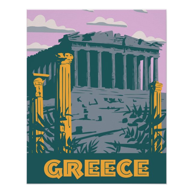 Grecia, Atenas Poster Travel, (Anverso)
