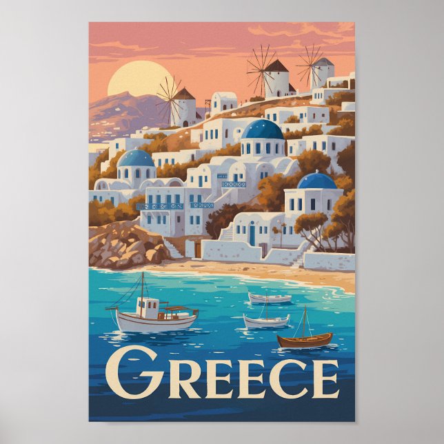 Grecia Mikonos Ilustracion Viaje arte (Frente)
