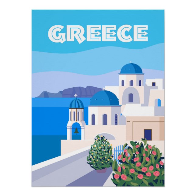 Grecia Poster Viajes Santorini Griego (Anverso)