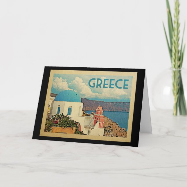 Grecia Tarjeta de saludo Santorini Viajes de época (Anverso)