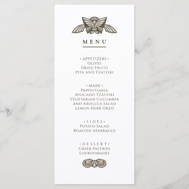 Greek menu party table Sign with stone elements (Anverso)