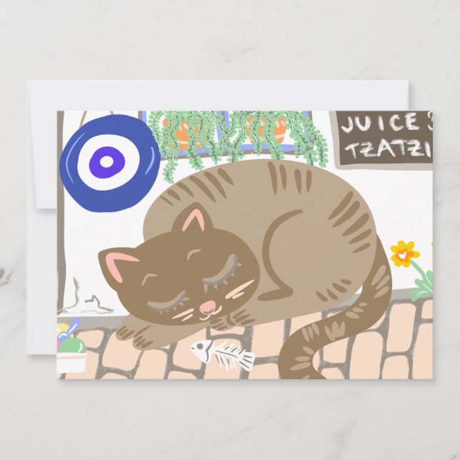 Greek Sleepy Cat Taverna Scenery (Anverso)