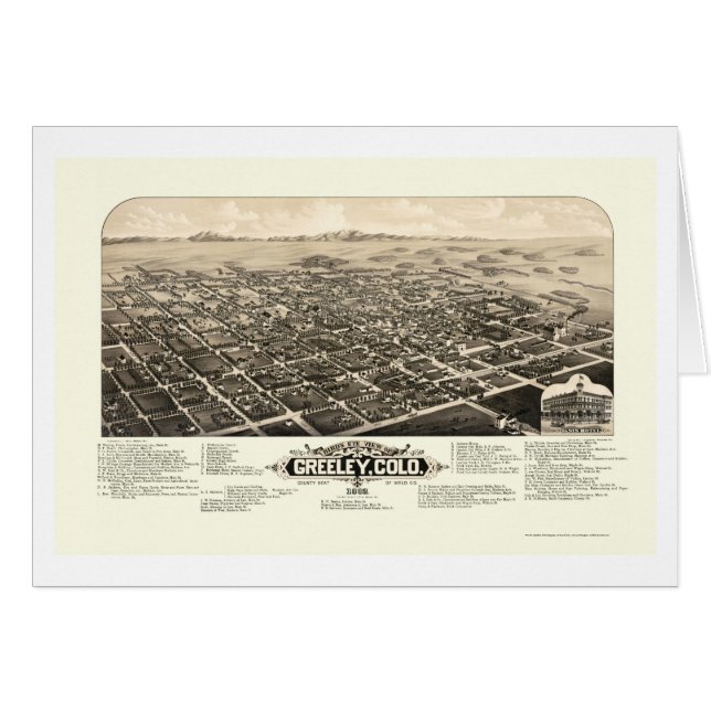 Greeley, mapa panorámico del CO - 1882 (Anverso (Horizontal))