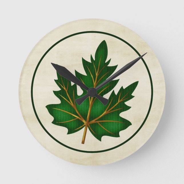 Green 1 Leaf Fall Season Tema Reloj de pared redon (Anverso)