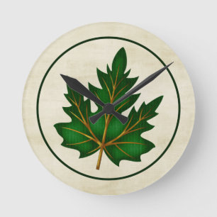 Green 1 Leaf Fall Season Tema Reloj de pared redon