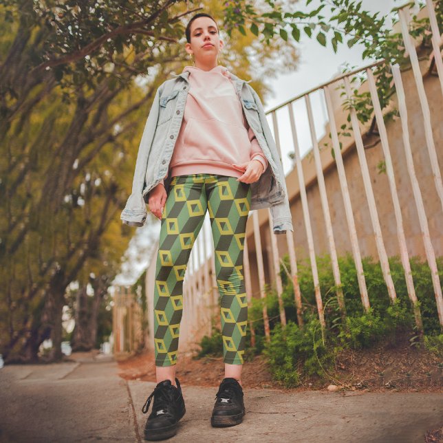 Green 3d Squares Capri Leggings (Subido por el creador)
