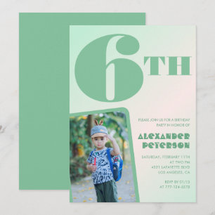 Green 6º cumpleaños invitaciones Colorful Photo