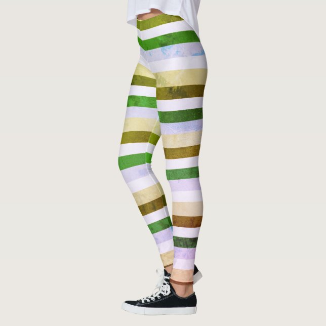 Green 7 Blue Stripes leggings (Izquierda)