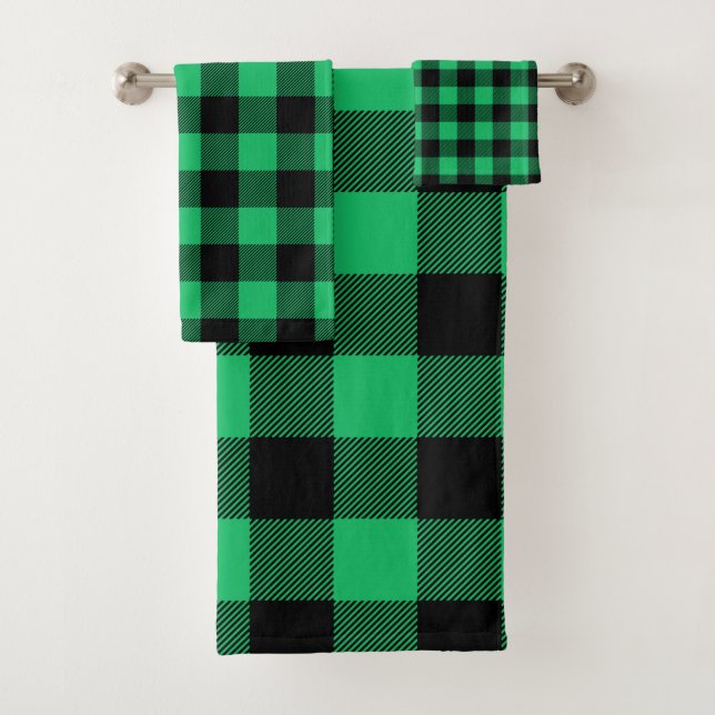 Green and Black Buffalo Check Gingham Holiday B (In situ)