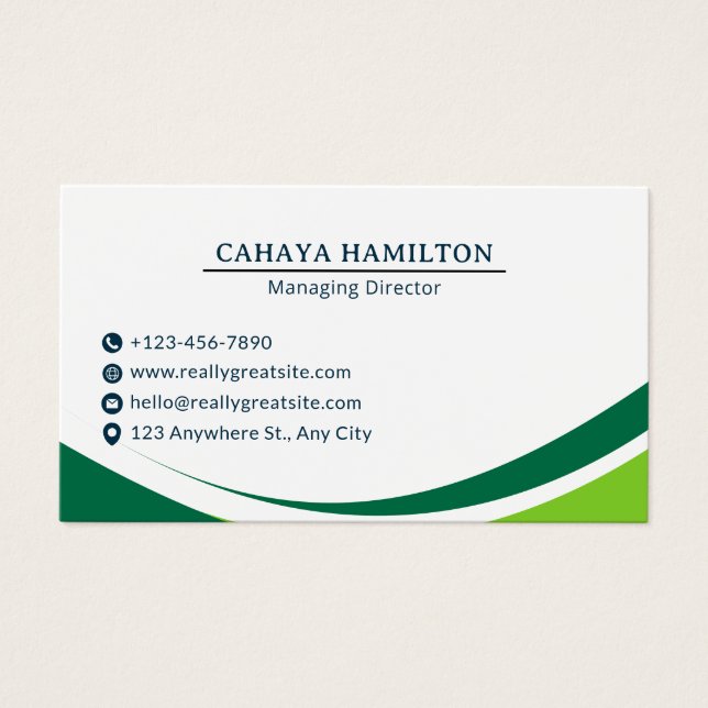 Green and Black Simple Minimalist Business Card (Frente)