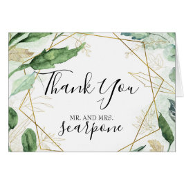 Green and Faux Gold Watercolor Moderno Gracias