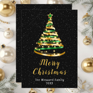 Green and Gold Ribbon Tree Feliz Navidad