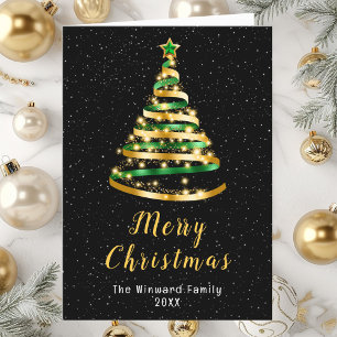 Green and Gold Ribbon Tree Feliz Navidad
