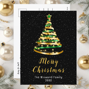 Green and Gold Ribbon Tree Feliz Navidad