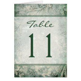 Green and Ivory Floral Table Number Card