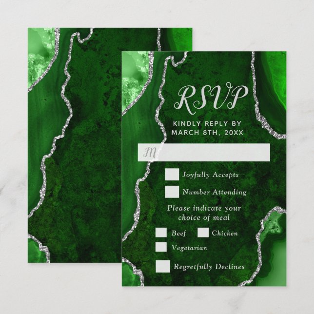 Green and Silver Agate Meal Choice RSVP (Anverso / Reverso)