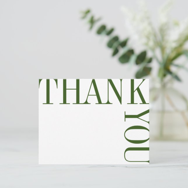 Green and White Modern Large Text Gracias Nota (Anverso de pie)