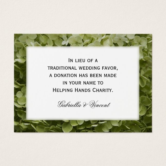 Green Annabelle Hydrangea Boda Charity Favor (Frente)