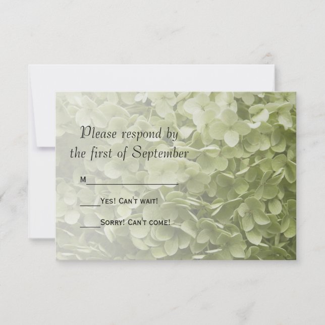 Green Annabelle Hydrangea Floral Wedding RSVP (Anverso)