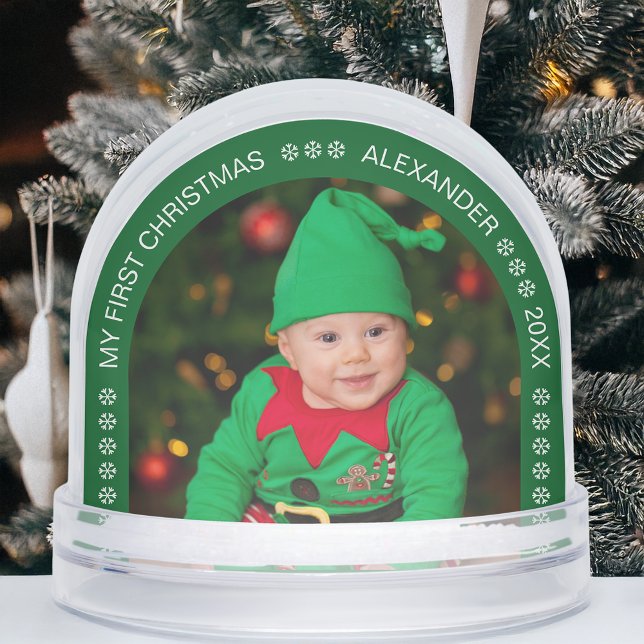 Green Arch First Christmas Baby Photo Snowflakes (Subido por el creador)