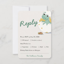 Green Baby Shower Dino Egg Menu Choice RSVP Card