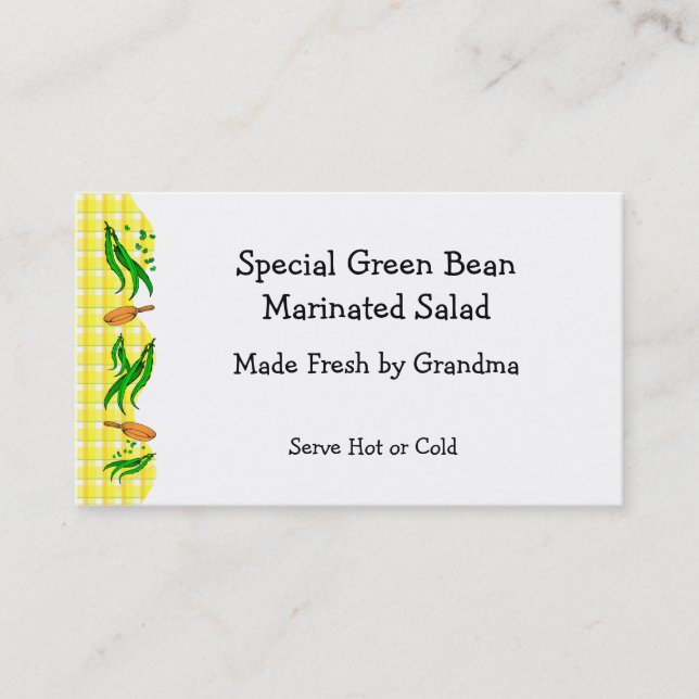 Green Beans Retro Receta Etiqueta Tarjetas de visi (Anverso)