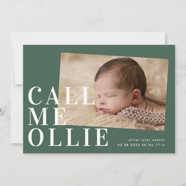 Green Bold Simple Foto Minimalista Llamada Nacimie (Anverso)