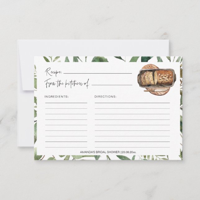 Green Bread Kitchen Bridal Shower Recetales (Anverso)