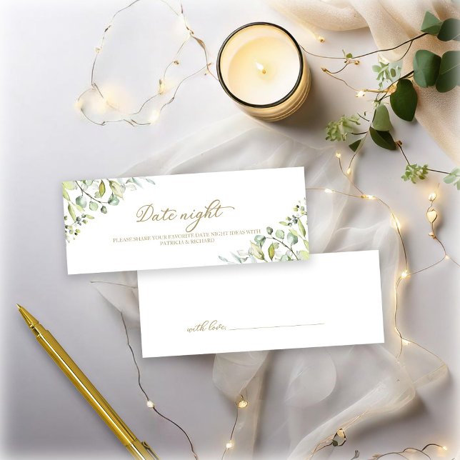 Green Bridal Shower Date Cards Night (Subido por el creador)