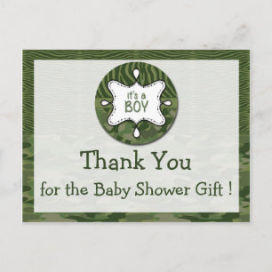 Green Camo Boy Baby Shower Gracias Postales